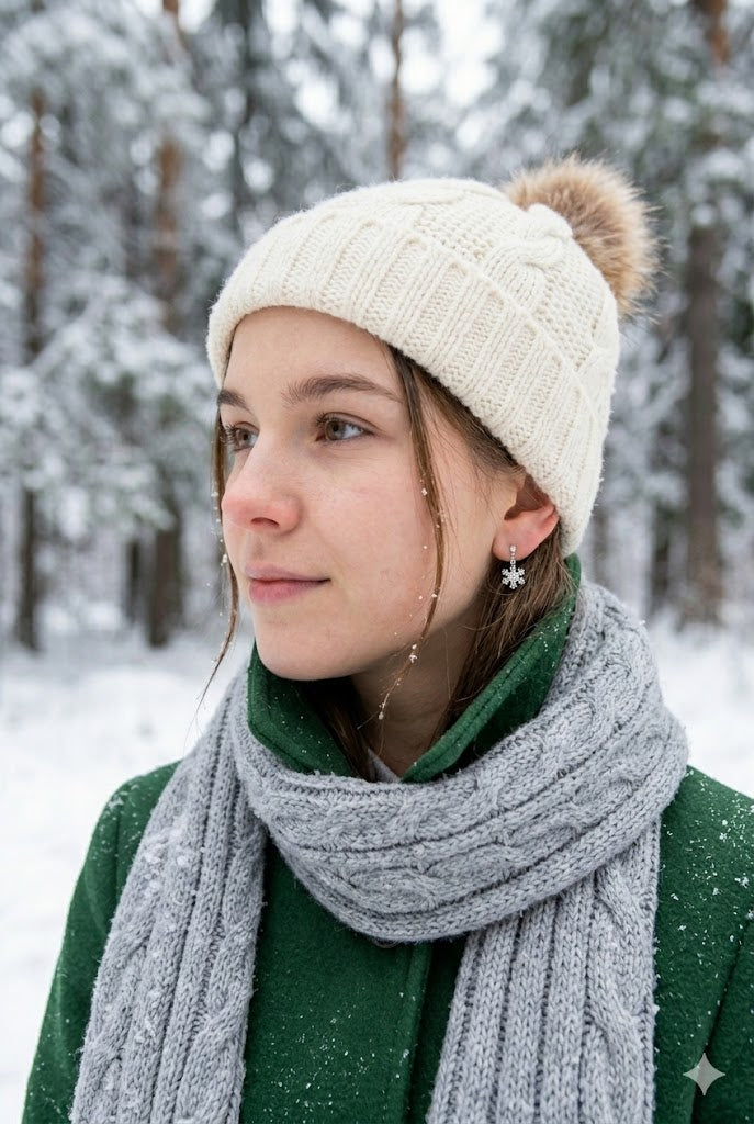 Shimmering Snowflake Drop Earrings – .925 Sterling Silver