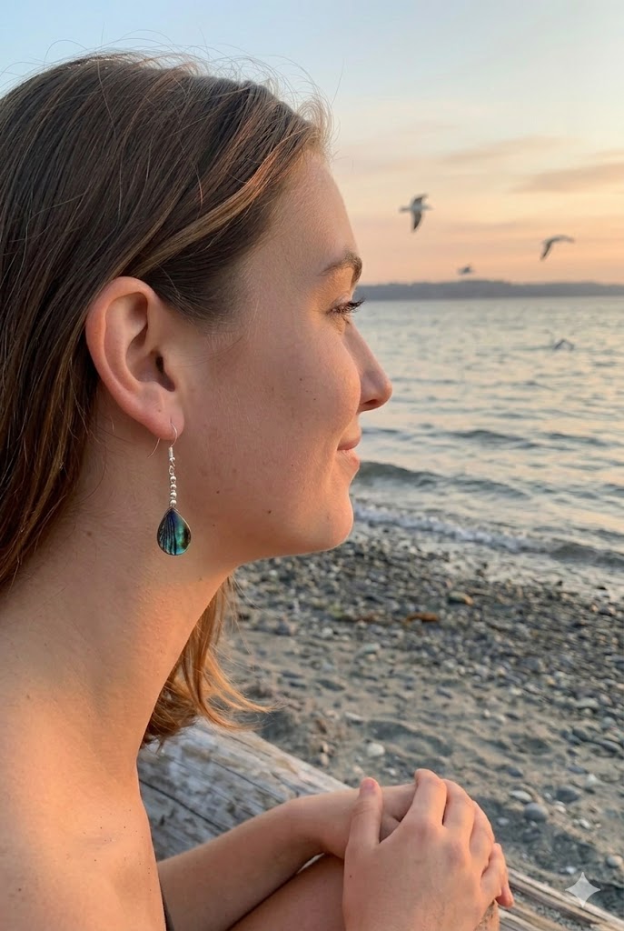 Iridescent Ocean Teardrop Earrings – Abalone & 925 Sterling Silver