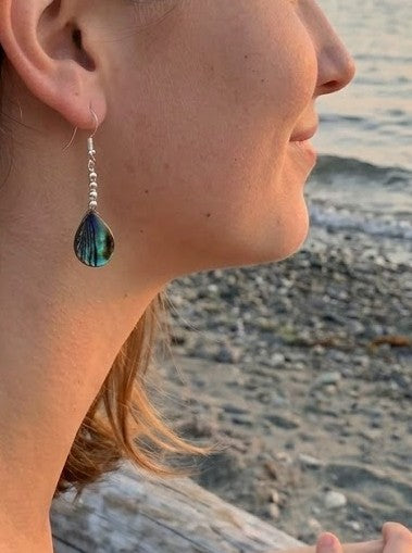 Iridescent Ocean Teardrop Earrings – Abalone & 925 Sterling Silver
