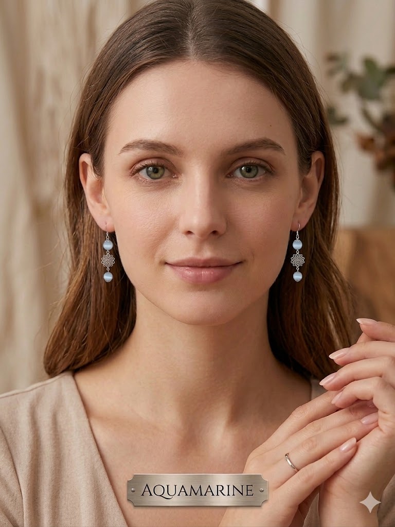 Ocean Serenity: Aquamarine Filigree Drop Earrings