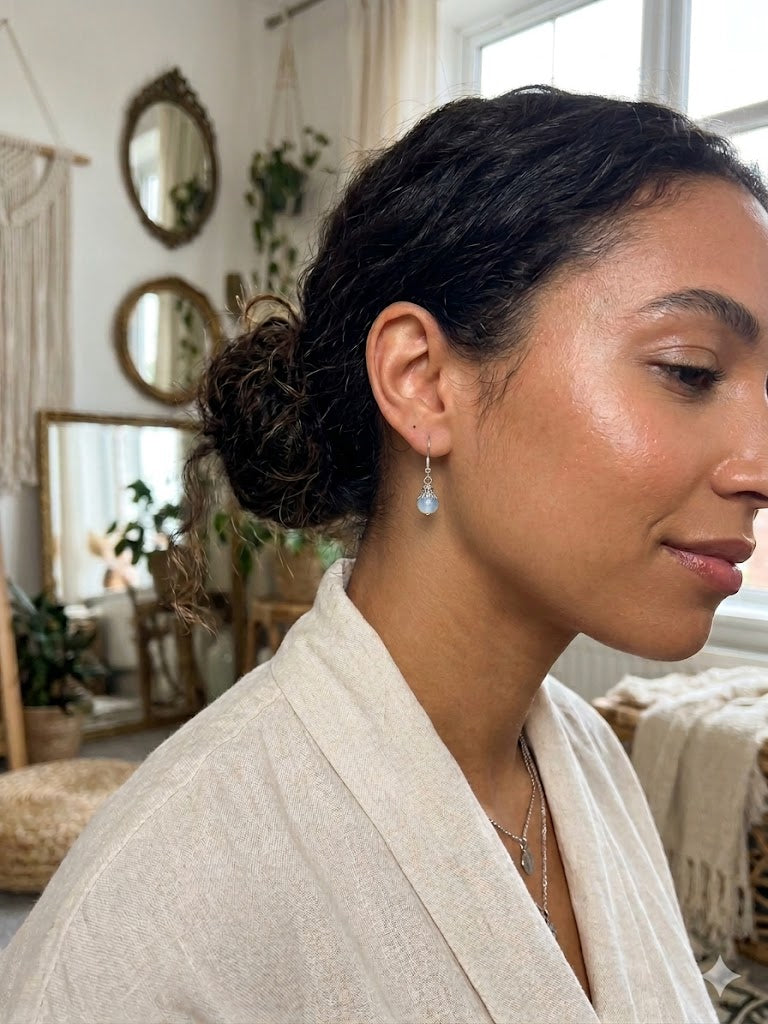 Understated Elegance: Petite Aquamarine Stainless Steel Drop Earrings