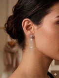 Celestial Enchantments: Moonstone &amp; Cubic Zirconia Dangle Studs