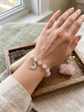 Celestial Rose Quartz Sun & Moon Charm Bracelet