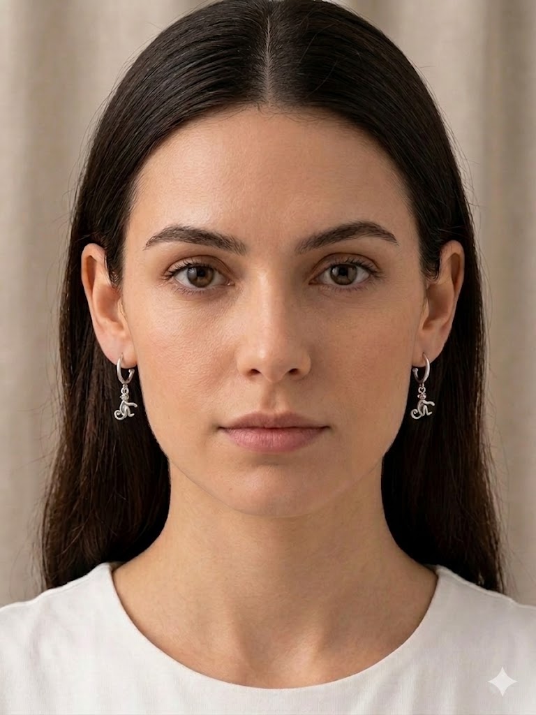Whimsical Monkey Charm Half-Hoops