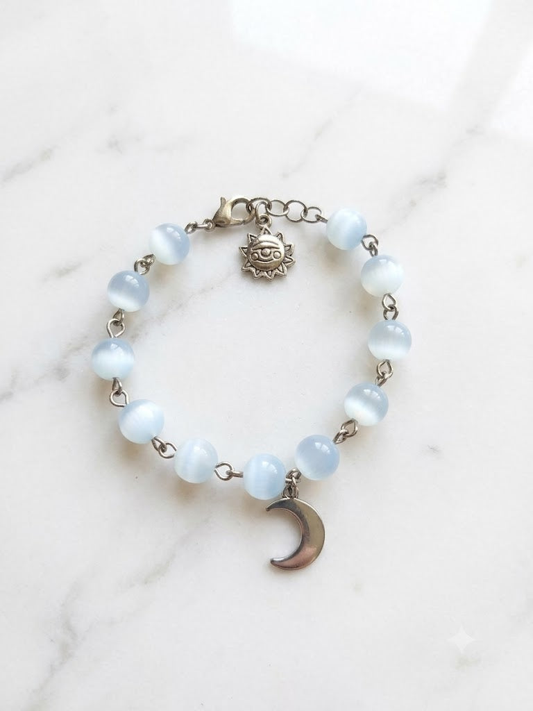 Celestial Harmony Aquamarine & Stainless Steel Bracelet