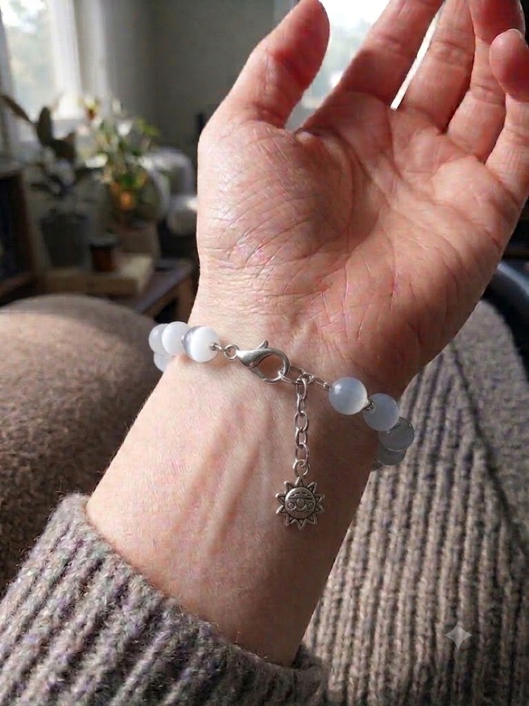 Celestial Harmony Aquamarine & Stainless Steel Bracelet