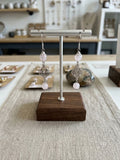 Handcrafted Rose Quartz & Stainless Steel Rose Filigree Charm Earrings